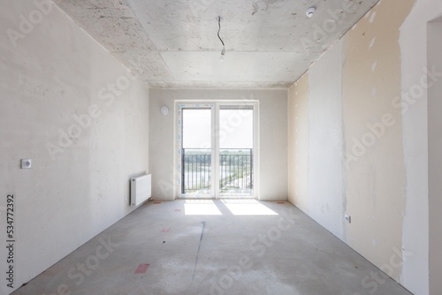 interior of the apartment without decoration in gray colors