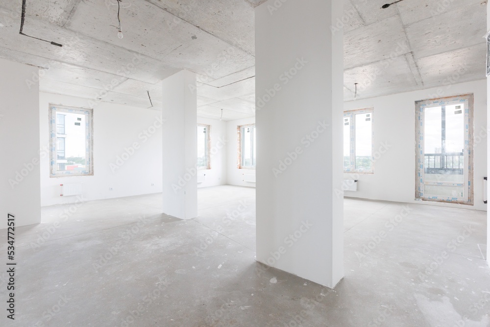 interior of the apartment without decoration in gray colors interior of the apartment without decoration in gray colors