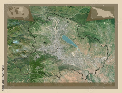 Tbilisi, Georgia. High-res satellite. Labelled points of cities photo