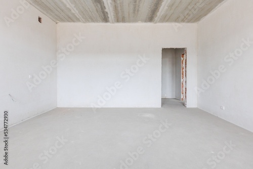 interior of the apartment without decoration in gray colors