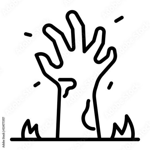 zombie hand line icon