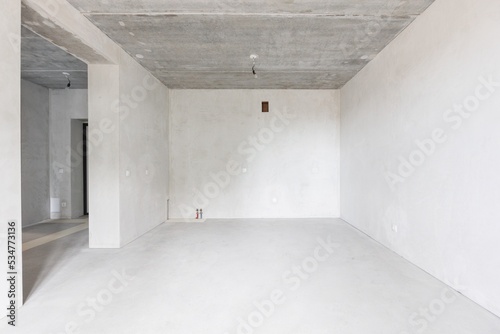 interior of the apartment without decoration in gray colors