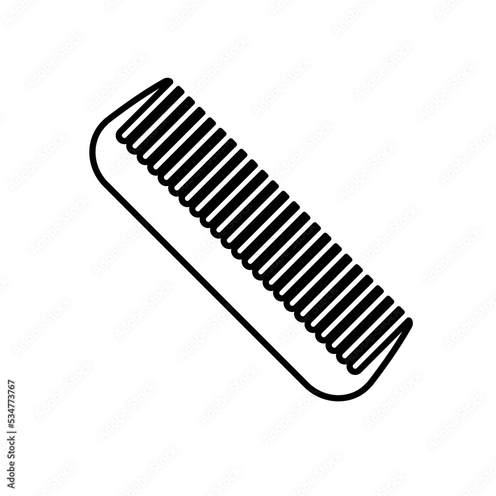 Comb line icon. Basic hairstyling comb accessory. Vector Illustration