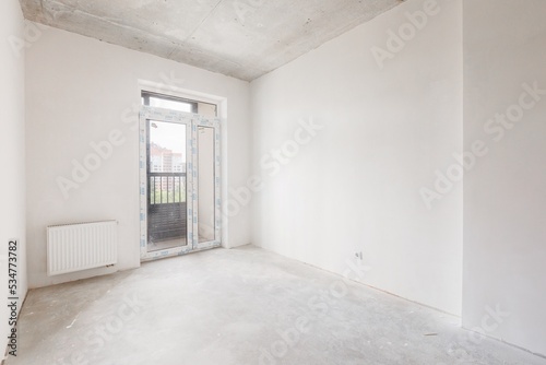 interior of the apartment without decoration in gray colors