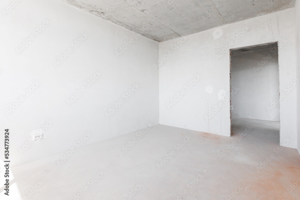 interior of the apartment without decoration in gray colors interior of the apartment without decoration in gray colors