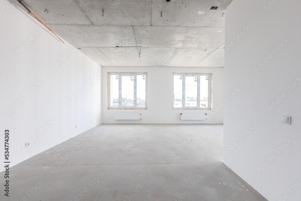 interior of the apartment without decoration in gray colors