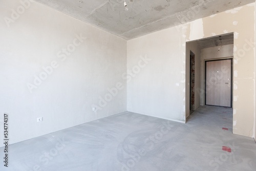 interior of the apartment without decoration in gray colors