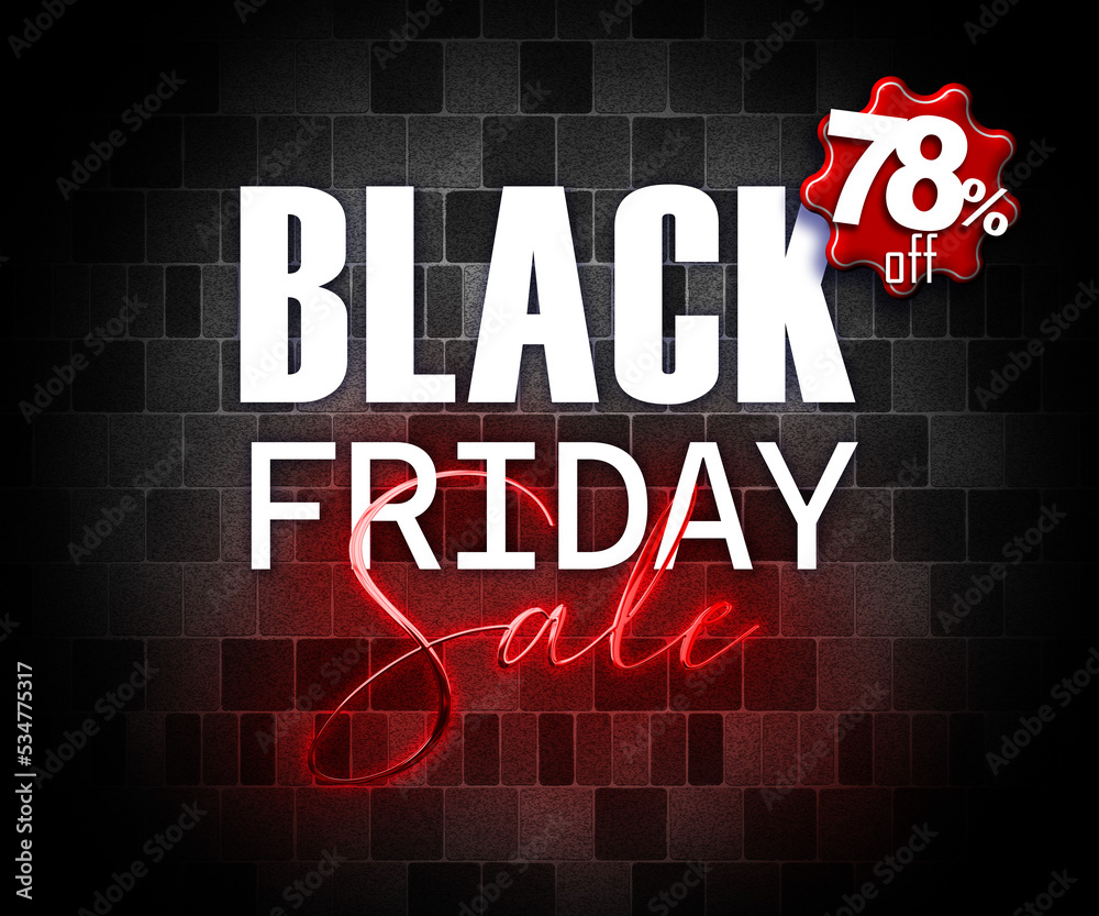 illustration with 3d elements black friday promotion banner 78 percent off sales increase