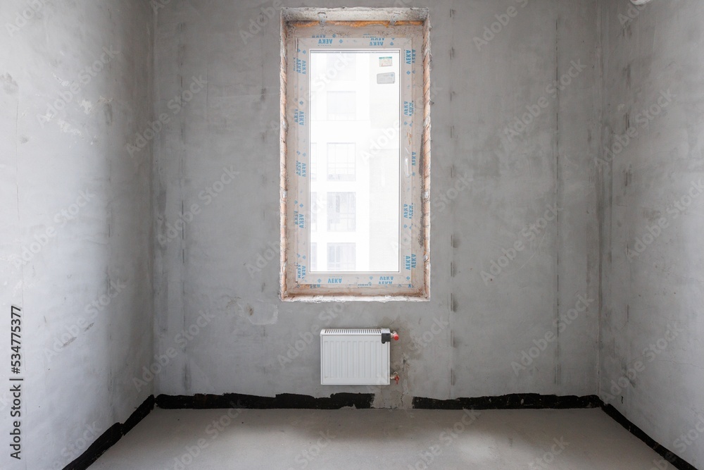 interior of the apartment without decoration in gray colors interior of the apartment without decoration in gray colors