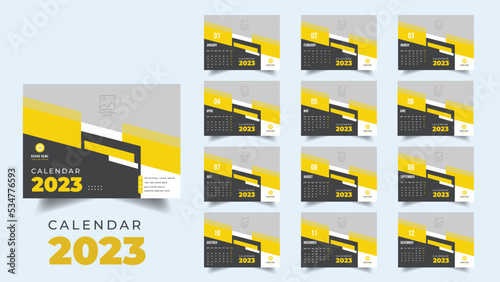 New year calendar template design. Modern colorful wall calendar design for business or personal use. Desk Calendar 2023 Design