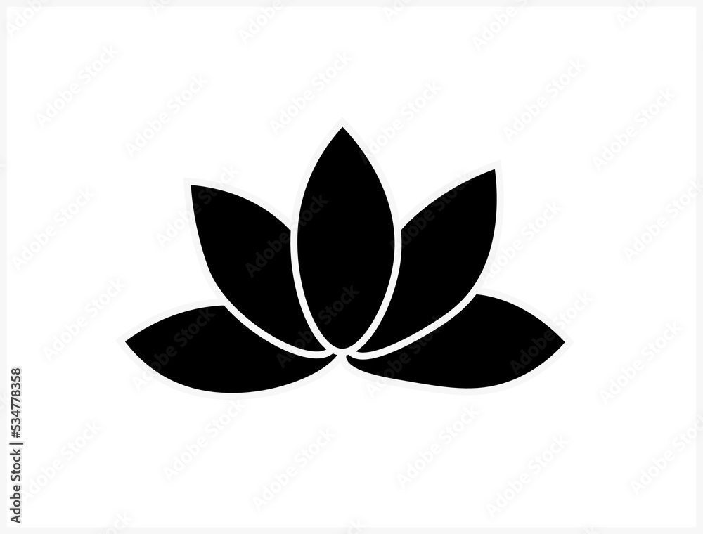 Lotus icon or Harmony icon. Black calligraphic lotus blossom. Yoga symbol Lotus icon or Harmony icon. Black calligraphic lotus blossom. Yoga symbol