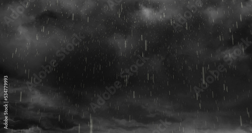Image of heavy rain falling over stormy dark grey clouds