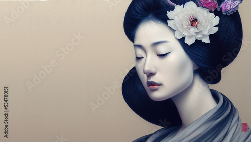 Valokuva Desktop wallpaper, beautiful woman, digital illustration
