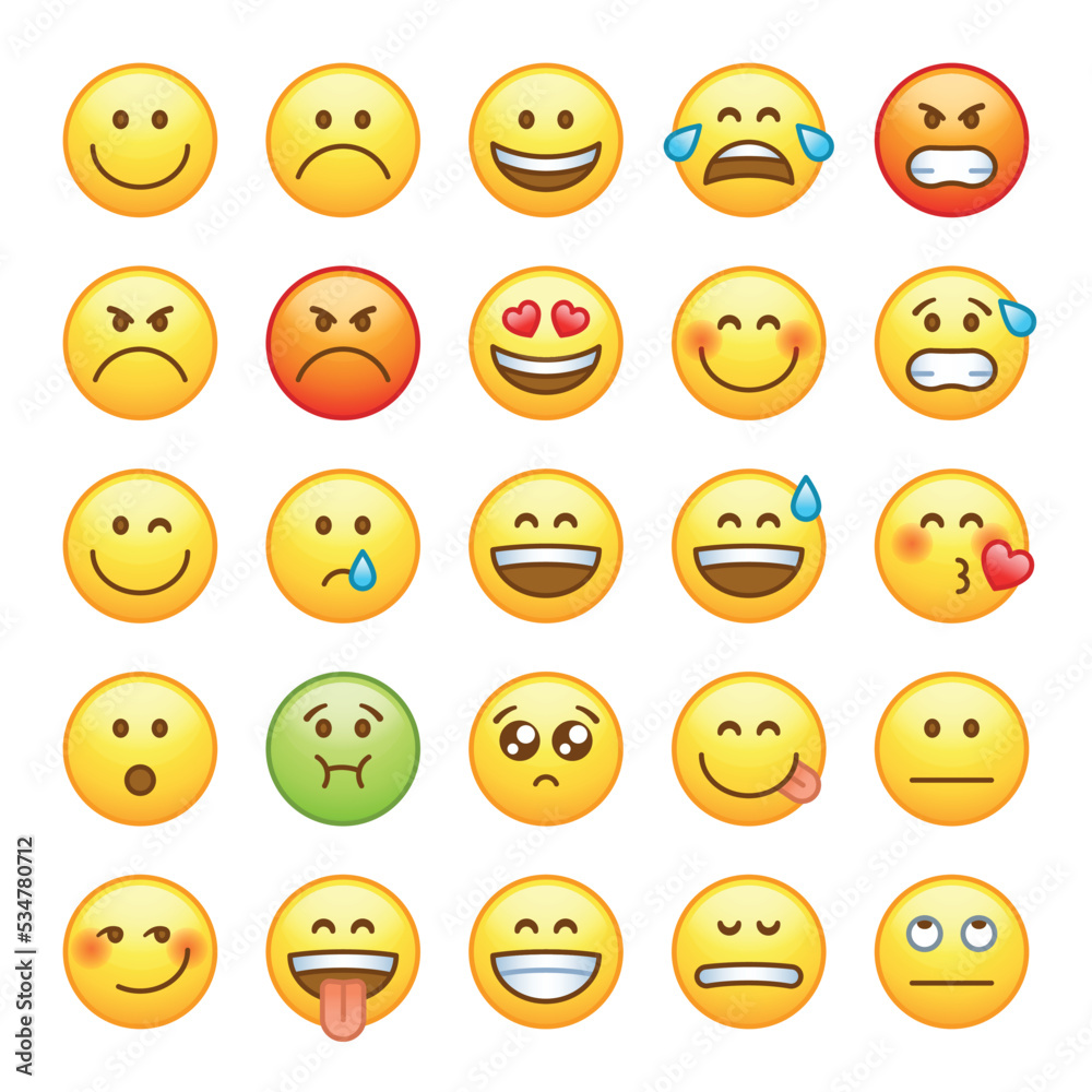 Emoji set with different facial expressions Emoji set with different facial expressions