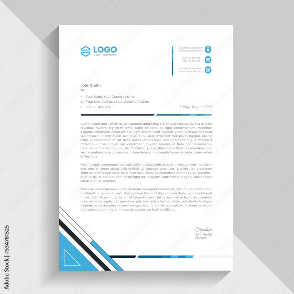 creative and clean modern abstract letterhead template