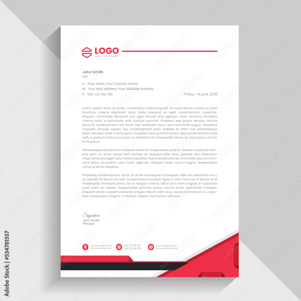 Creative modern business style letterhead design template