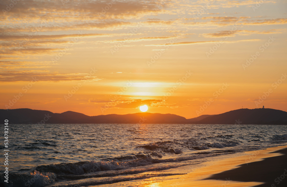 beautiful sunset on the sea in the evening