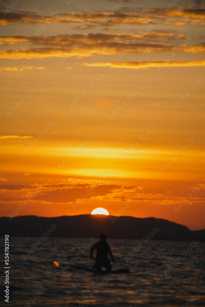 beautiful sunset on the sea in the evening