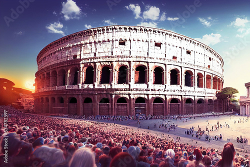 anime style, The Coliseum Colosseum Flavian Amphitheatre in Rome city in Italy Isolated on white background , Anime style photo