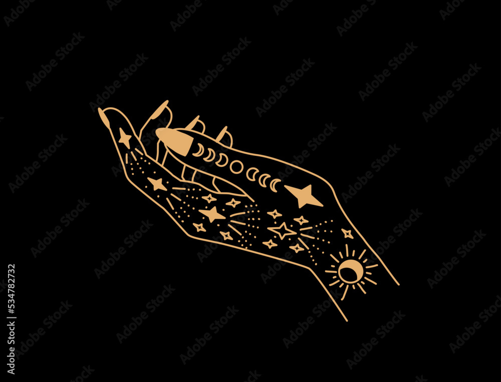 Hand Magic Design Magic hand. Logo in modern style. hand cream logo. vector linear icon ...