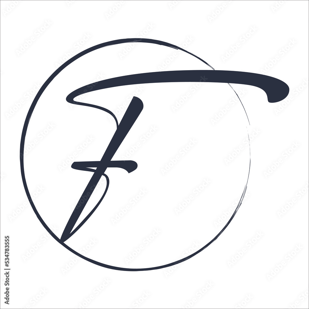 F logo Initial handwriting or handwritten for identity. Logo with signature and hand drawn style.