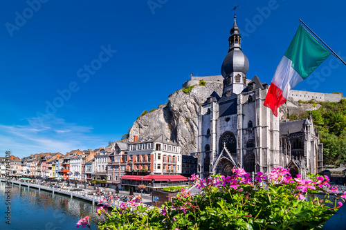 View to the beautiful Dinant at the river Meuse in Belgium photo