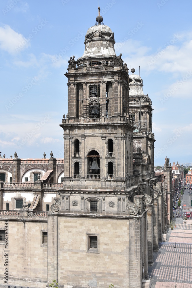 Fototapeta premium Mexico City Metropolitan Cathedral Bell Tower Side View Full Length Portrait