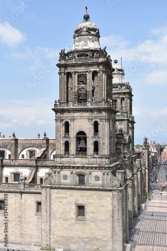 Mexico City Metropolitan Cathedral Bell Tower Side View Full Length Portrait
