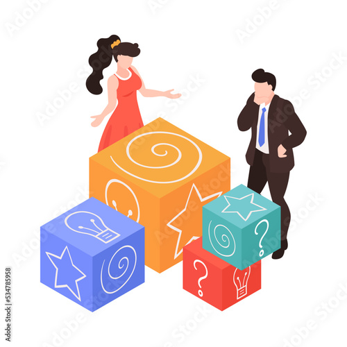 Teamwork Isometric Concept