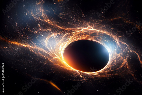 Tableau sur toile Edge of Cosmic Supermassive Black Hole with Strong Gravitational Field 3D Art Work Stunning Abstract Background