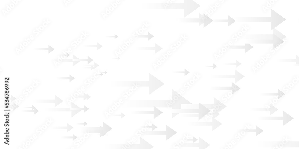 Grey white tech arrows abstract minimal background. Vector design