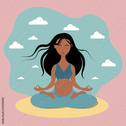 Beautiful pregnant woman in meditation