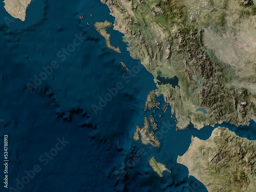 Ionian Islands, Greece. Low-res satellite. No legend