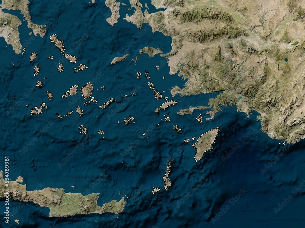 South Aegean, Greece. Low-res satellite. No legend