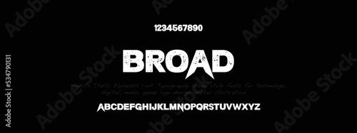 BROAD Sports minimal tech font letter set. Luxury vector typeface for company. Modern gaming fonts logo design.