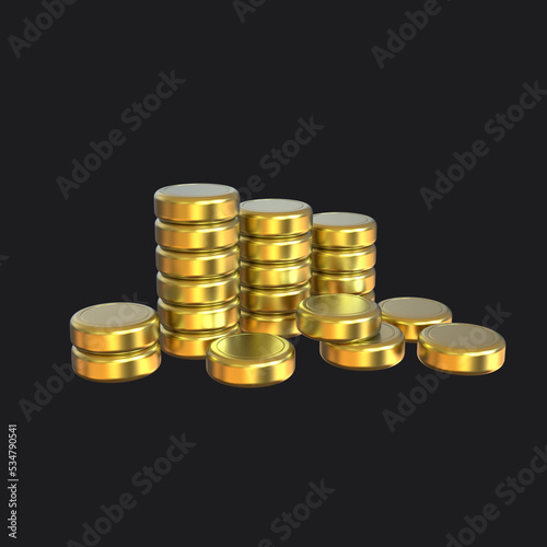 3d rendering stack gold coin currency money exchange isolated golden coin icon