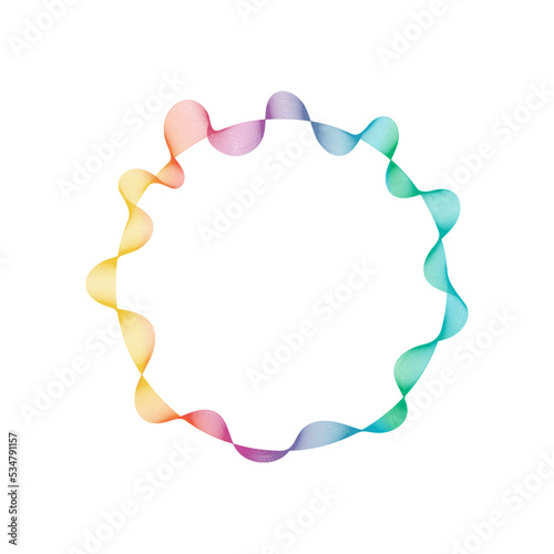 Abstract rainbow circle wave frame background. Vector illustration.