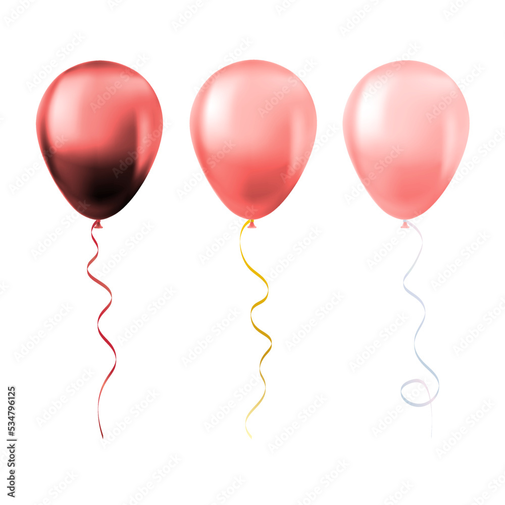 Balloon set isolated on white background Set of rose balloons Balloon set isolated on white background Set of rose balloons