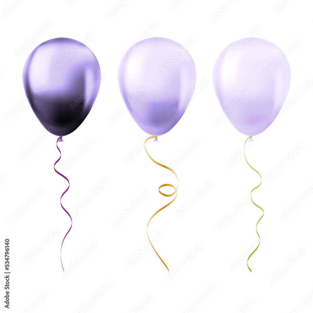 Balloon set isolated on white background Set of violet balloons Balloon set isolated on white background Set of violet balloons