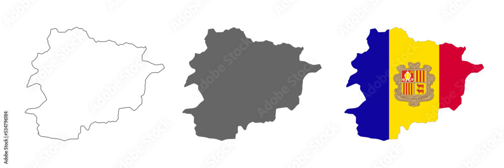 Highly detailed Andorra map with borders isolated on background