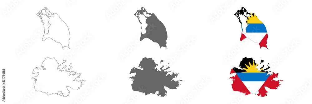 Highly detailed Antigua and Barbuda map with borders isolated on background