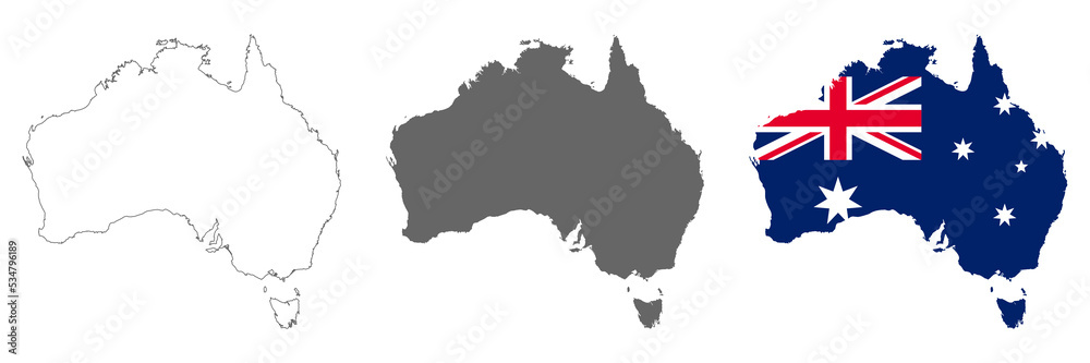 Highly detailed Australia map with borders isolated on background