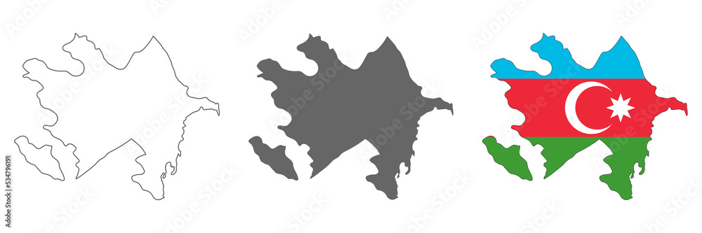 Highly detailed Azerbaijan map with borders isolated on background