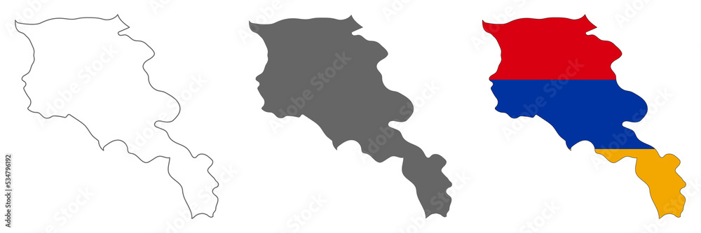 Highly detailed Armenia map with borders isolated on background