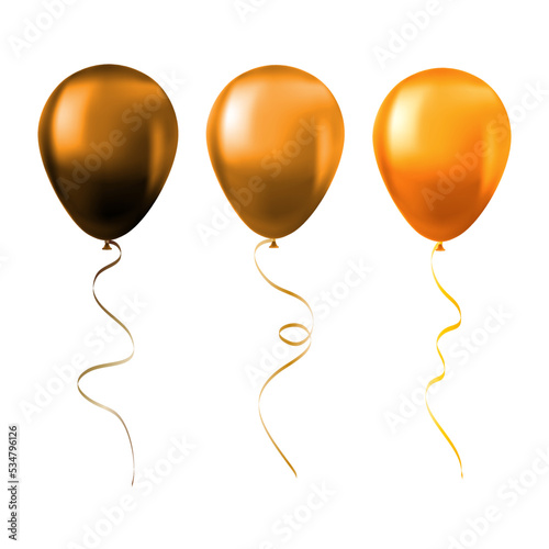 Balloon set isolated on white background Set of orange balloons
