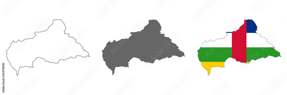 Highly detailed Central African Republic map with borders isolated on background