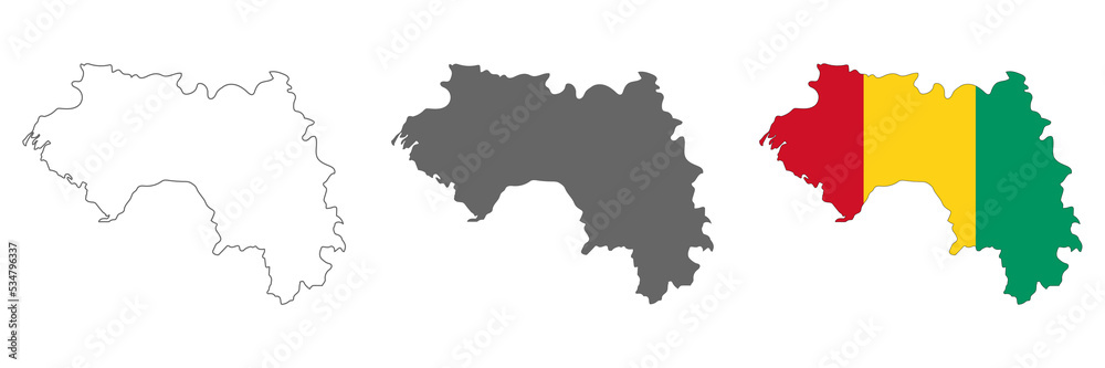 Highly detailed Guinea map with borders isolated on background Highly detailed Guinea map with borders isolated on background