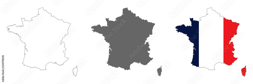 Highly detailed France map with borders isolated on background Highly detailed France map with borders isolated on background