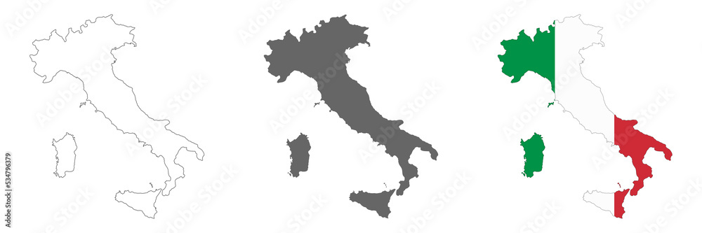 Highly detailed Italy map with borders isolated on background