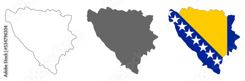 Highly detailed Bosnia and Herzegovina map  with borders isolated on background photo